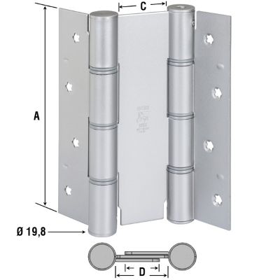 Cerniera doppia azione con cuscinetti misura 125-40 Bronzata