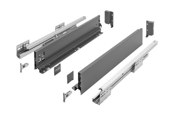 Guida per cassetti AXIS PRO con spondina H84 DA  cm 35 est. tot. doppio quadro antracite