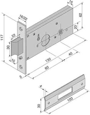 Serratura Welka 123 Entrata 60 Frontale 22 con scrocco
