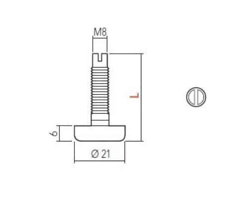 Piedini M8X35 &Oslash;21 NERO