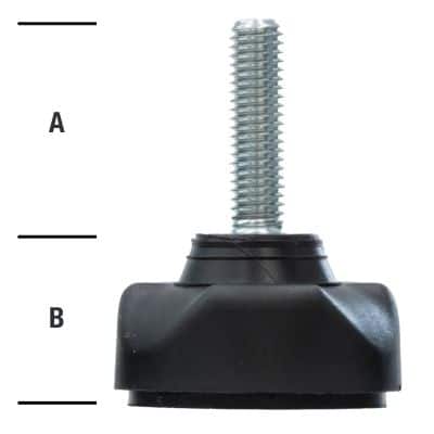 Piedino fisso in plastica con base d'appoggio in gomma &Oslash;40 mm M8 blister 2 pz.