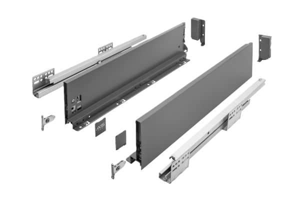 Guida per cassetti AXIS PRO con spondina H200 cm 50est. tot. doppio quadro antracite